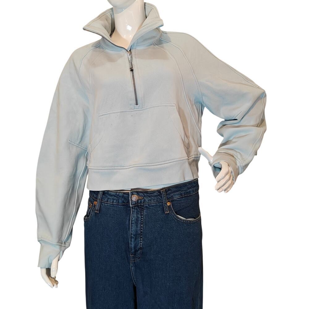 Lululemon XS/S Light Blue Scuba 1/2 Zip Cropped Pullover Sweatshirt